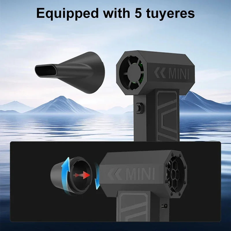 130000RPM Turbo Jet Fan 5 Outlet Nozzles Blowing Snow Electric Air Duster Portable Type-C Charging Fan Cleaning Blower Tool 2025